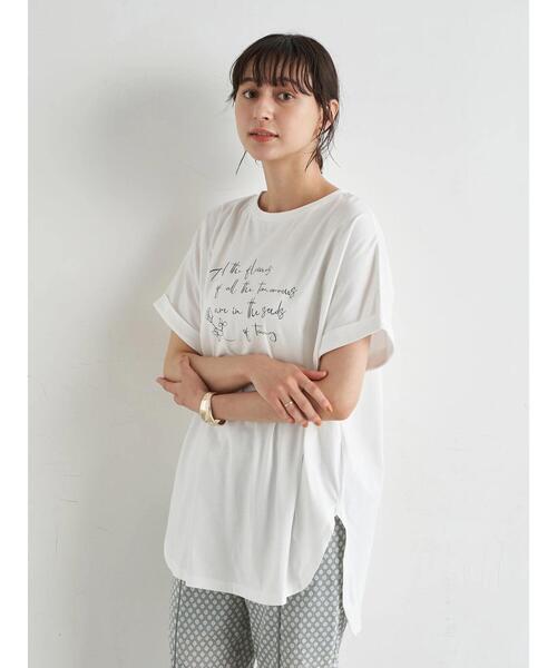 earth music&ecology(アースミュージックアンドエコロジー)の「All the flowers ドルマンチュニック *(Tシャツ/カットソー・レディース・ブラック/オフホワイト・FREE)」の6枚目の写真