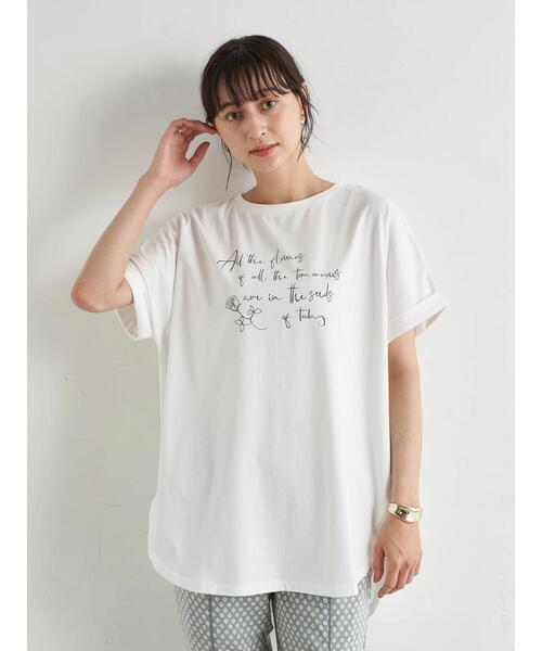 earth music&ecology(アースミュージックアンドエコロジー)の「All the flowers ドルマンチュニック *(Tシャツ/カットソー・レディース・ブラック/オフホワイト・FREE)」の7枚目の写真