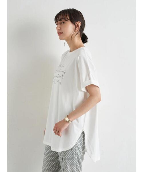 earth music&ecology(アースミュージックアンドエコロジー)の「All the flowers ドルマンチュニック *(Tシャツ/カットソー・レディース・ブラック/オフホワイト・FREE)」の8枚目の写真