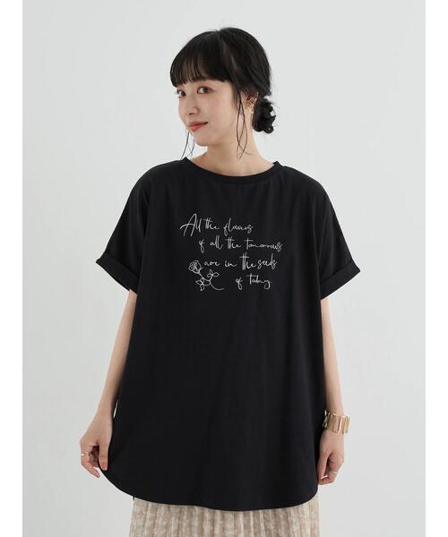 earth music&ecology(アースミュージックアンドエコロジー)の「All the flowers ドルマンチュニック *(Tシャツ/カットソー・レディース・ブラック/オフホワイト・FREE)」の21枚目の写真