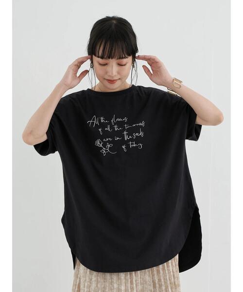 earth music&ecology(アースミュージックアンドエコロジー)の「All the flowers ドルマンチュニック *(Tシャツ/カットソー・レディース・ブラック/オフホワイト・FREE)」の22枚目の写真