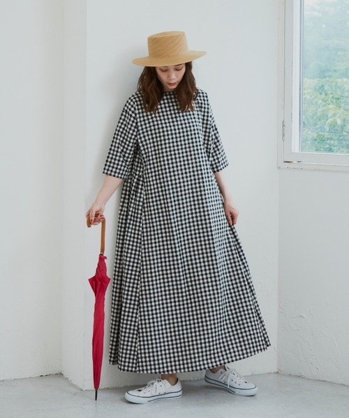 ギンガムチェックボリュームワンピース（ワンピース）｜Libra Cue