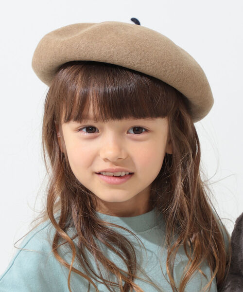 こども ビームス（コドモビームス）の「INFIELDER DESIGN × こども ビームス / 配色 チョビ ベレー帽 (S～M)（ハンチング/ベレー帽・キッズ・グレー/オフホワイト/ピンク/ライトブラウン/ケリー/イエロー系その他5/ネイビー・S(約49cm）/M(約52cm））」の4枚目の写真