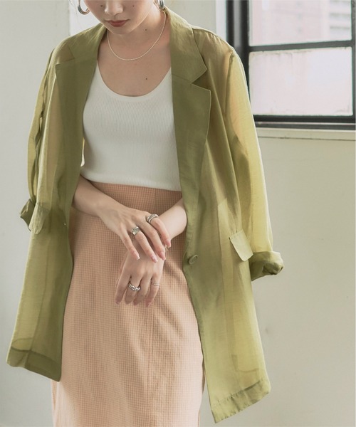 titivate（ティティベイト）の「ﾃｰﾗｰﾄﾞｼｱｰｼﾞｬｹｯﾄ（テーラードジャケット・レディース・ブラウン/ピンク/グリーン・S/M）」の2枚目の写真