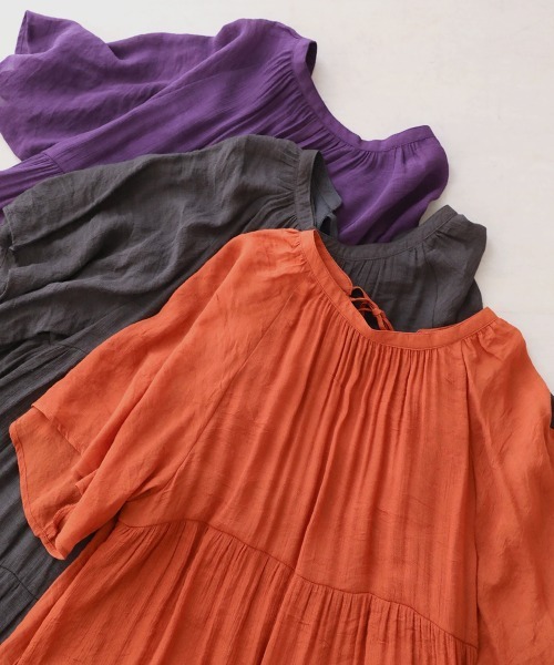 Bou Jeloud（ブージュルード）の「スタイルアップ◆リラックスティアードワンピース（ワンピース・レディース・チャコールグレー/パープル/テラコッタ・FREE）」の16枚目の写真