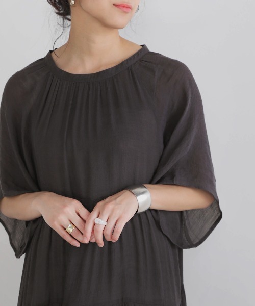 Bou Jeloud（ブージュルード）の「スタイルアップ◆リラックスティアードワンピース（ワンピース・レディース・チャコールグレー/パープル/テラコッタ・FREE）」の6枚目の写真