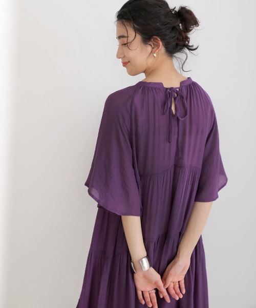 Bou Jeloud（ブージュルード）の「スタイルアップ◆リラックスティアードワンピース（ワンピース・レディース・チャコールグレー/パープル/テラコッタ・FREE）」の12枚目の写真