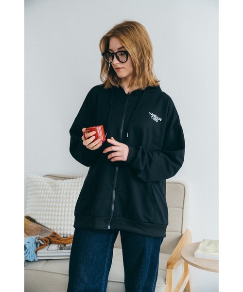 DEVICE（デバイス）の「オーバーシルエット シンプルパーカー ジップパーカ スウェット トレーナー（パーカー・レディース・グレー/ナチュラル/ブラック・FREE）」の21枚目の写真