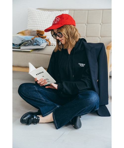 DEVICE（デバイス）の「オーバーシルエット シンプルパーカー ジップパーカ スウェット トレーナー（パーカー・レディース・グレー/ナチュラル/ブラック・FREE）」の20枚目の写真