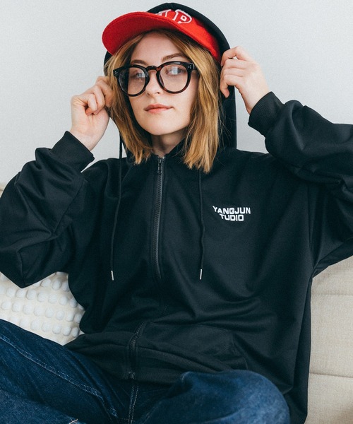 DEVICE（デバイス）の「オーバーシルエット シンプルパーカー ジップパーカ スウェット トレーナー（パーカー・レディース・グレー/ナチュラル/ブラック・FREE）」の22枚目の写真