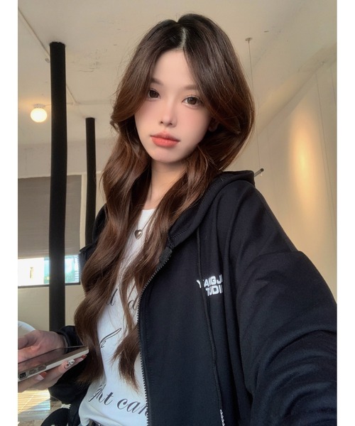 DEVICE（デバイス）の「オーバーシルエット シンプルパーカー ジップパーカ スウェット トレーナー（パーカー・レディース・グレー/ナチュラル/ブラック・FREE）」の15枚目の写真