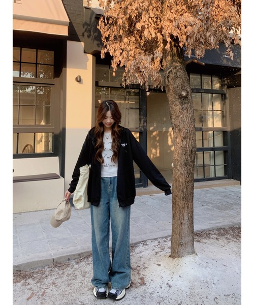 DEVICE（デバイス）の「オーバーシルエット シンプルパーカー ジップパーカ スウェット トレーナー（パーカー・レディース・グレー/ナチュラル/ブラック・FREE）」の14枚目の写真