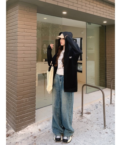 DEVICE（デバイス）の「オーバーシルエット シンプルパーカー ジップパーカ スウェット トレーナー（パーカー・レディース・グレー/ナチュラル/ブラック・FREE）」の11枚目の写真