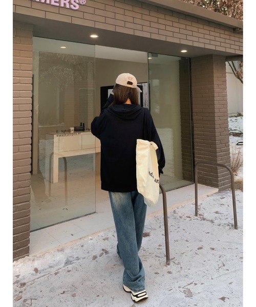 DEVICE（デバイス）の「オーバーシルエット シンプルパーカー ジップパーカ スウェット トレーナー（パーカー・レディース・グレー/ナチュラル/ブラック・FREE）」の13枚目の写真