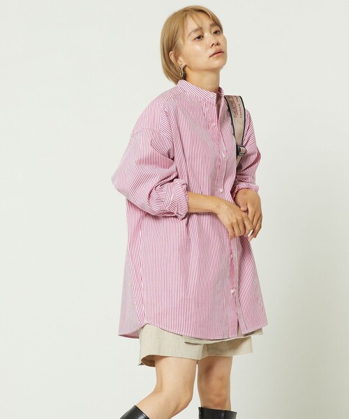 FREAK'S STORE（フリークスストア）の「【WEB限定】カラーストライプビッグカフスシャツ（シャツ/ブラウス・レディース・グリーン/サックスブルー/ピンク・ﾌﾘ-）」の21枚目の写真