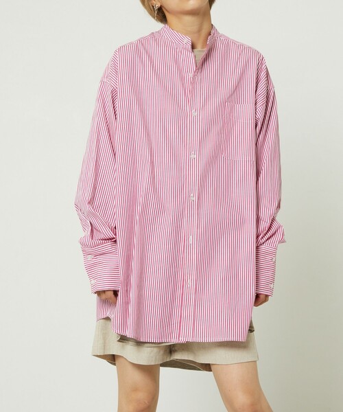 FREAK'S STORE（フリークスストア）の「【WEB限定】カラーストライプビッグカフスシャツ（シャツ/ブラウス・レディース・グリーン/サックスブルー/ピンク・ﾌﾘ-）」の7枚目の写真