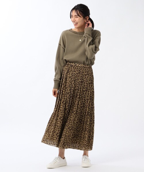UNTITLED（アンタイトル）の「◆レオパードプリントプリーツスカート【洗える】（スカート・レディース・ベージュ系その他/ライトグレー系・02/03/01/00）」の11枚目の写真