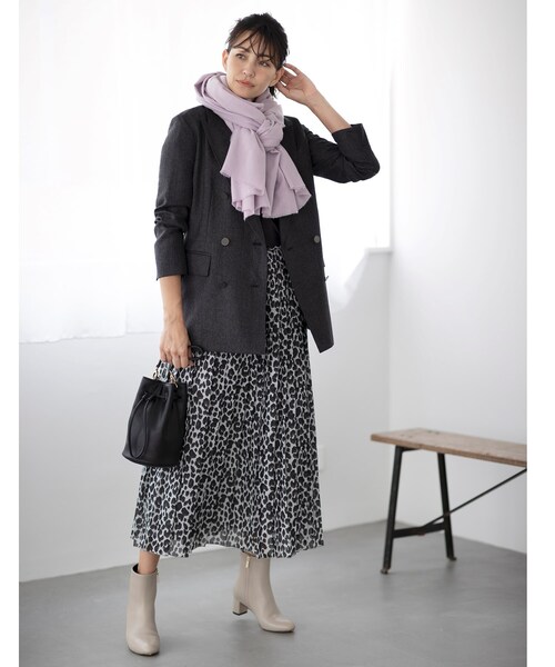 UNTITLED（アンタイトル）の「◆レオパードプリントプリーツスカート【洗える】（スカート・レディース・ベージュ系その他/ライトグレー系・02/03/01/00）」の15枚目の写真
