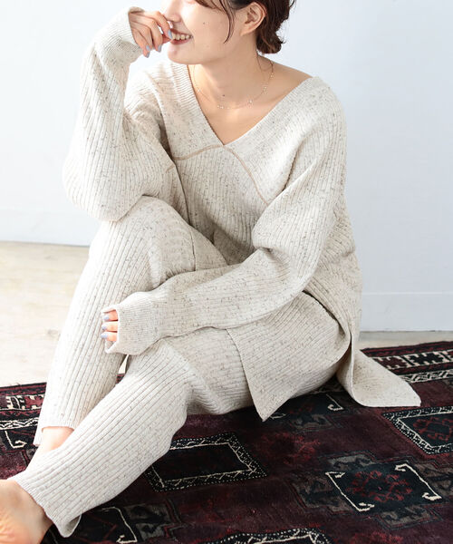 B:MING by BEAMS(ビーミングバイビームス)の「B:MING by BEAMS / ネップ リブ パンツ(その他パンツ・レディース・チャコールグレー/ベージュ/ナチュラル・ONE SIZE)」の4枚目の写真
