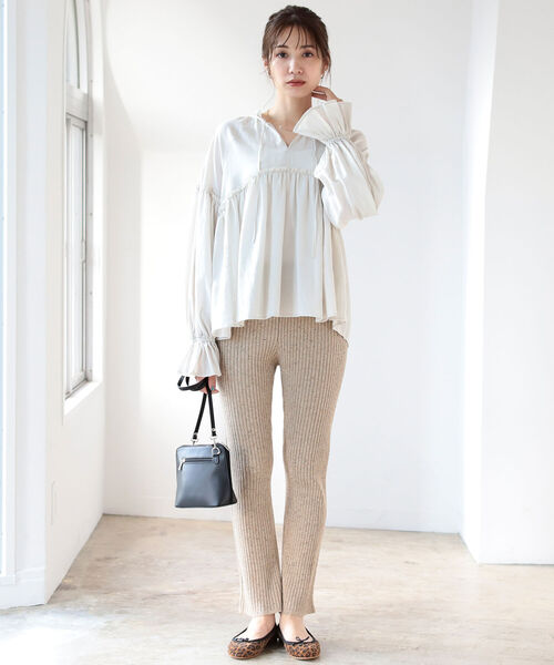 B:MING by BEAMS(ビーミングバイビームス)の「B:MING by BEAMS / ネップ リブ パンツ(その他パンツ・レディース・チャコールグレー/ベージュ/ナチュラル・ONE SIZE)」の10枚目の写真