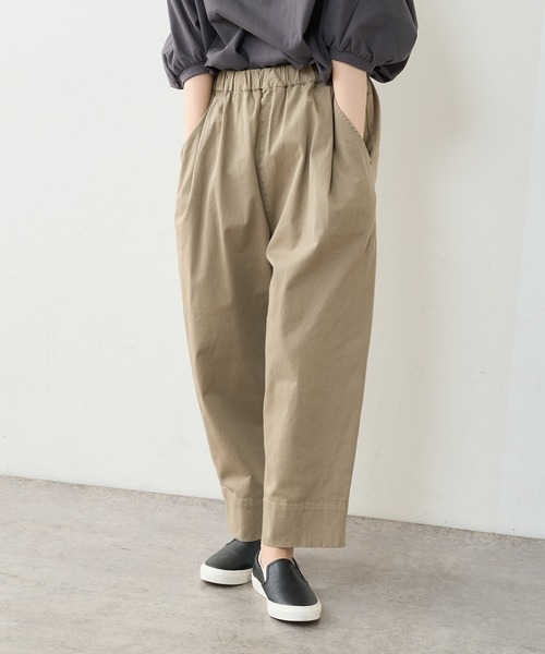 PUAL CE CIN（ピュアルセシン）の「ストレッチワイドテーパードパンツ（その他パンツ・レディース・グレー/オリーブ/グリーン/レッド系その他/ライトベージュ・FREE）」の4枚目の写真