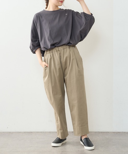 PUAL CE CIN（ピュアルセシン）の「ストレッチワイドテーパードパンツ（その他パンツ・レディース・グレー/オリーブ/グリーン/レッド系その他/ライトベージュ・FREE）」の8枚目の写真