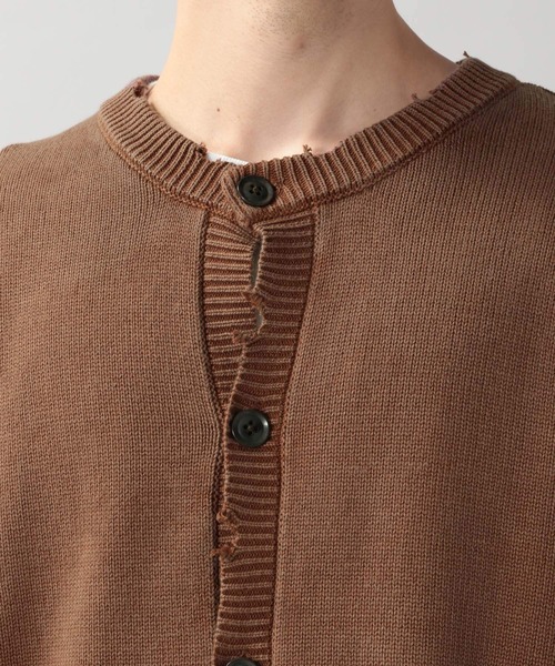 RAGEBLUE（レイジブルー）の「ダメージニットカーディガン/214794（カーディガン/ボレロ・メンズ・スミクロ/ブラウン/パープル・MEDIUM/LARGE）」の6枚目の写真