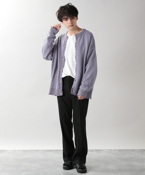 RAGEBLUE（レイジブルー）の「ダメージニットカーディガン/214794（カーディガン/ボレロ・メンズ・スミクロ/ブラウン/パープル・MEDIUM/LARGE）」の11枚目の写真