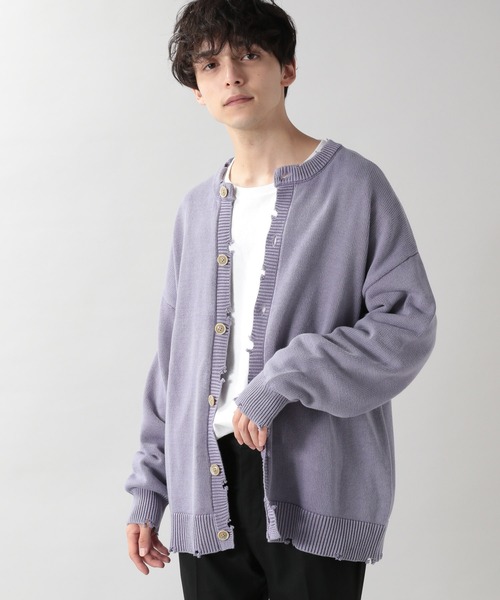 RAGEBLUE（レイジブルー）の「ダメージニットカーディガン/214794（カーディガン/ボレロ・メンズ・スミクロ/ブラウン/パープル・MEDIUM/LARGE）」の13枚目の写真