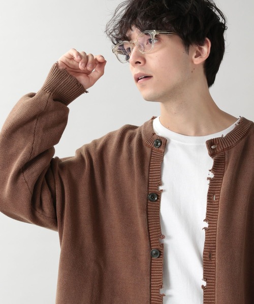 RAGEBLUE（レイジブルー）の「ダメージニットカーディガン/214794（カーディガン/ボレロ・メンズ・スミクロ/ブラウン/パープル・MEDIUM/LARGE）」の9枚目の写真