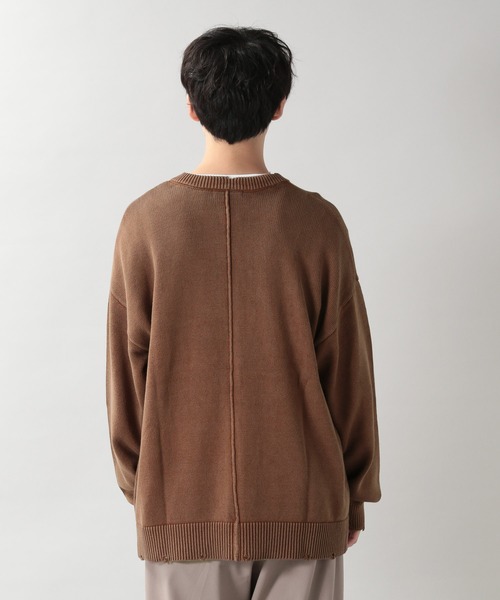 RAGEBLUE（レイジブルー）の「ダメージニットカーディガン/214794（カーディガン/ボレロ・メンズ・スミクロ/ブラウン/パープル・MEDIUM/LARGE）」の4枚目の写真