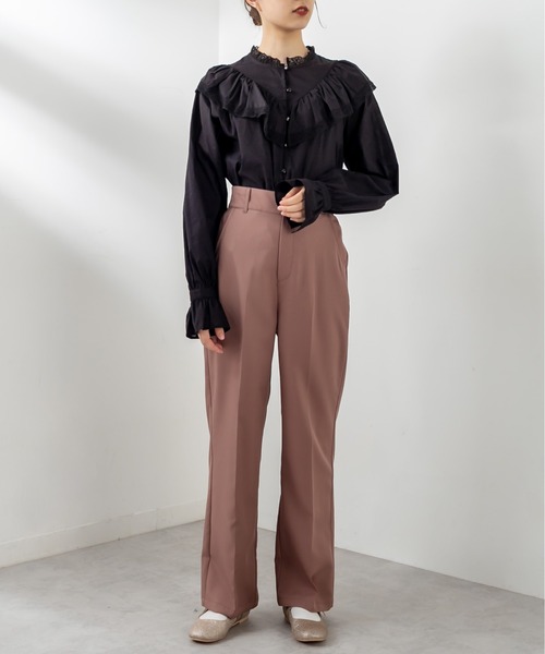 OLIVE des OLIVE（オリーブデオリーブ）の「Vフリルスタンドブラウス（シャツ/ブラウス・レディース・オフホワイト/ブラック/ライトブラウン・FREE）」の21枚目の写真