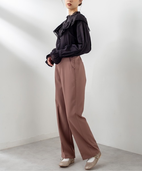 OLIVE des OLIVE（オリーブデオリーブ）の「Vフリルスタンドブラウス（シャツ/ブラウス・レディース・オフホワイト/ブラック/ライトブラウン・FREE）」の17枚目の写真