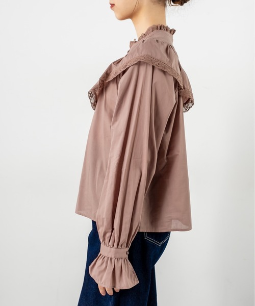 OLIVE des OLIVE（オリーブデオリーブ）の「Vフリルスタンドブラウス（シャツ/ブラウス・レディース・オフホワイト/ブラック/ライトブラウン・FREE）」の19枚目の写真