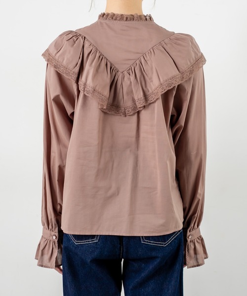 OLIVE des OLIVE（オリーブデオリーブ）の「Vフリルスタンドブラウス（シャツ/ブラウス・レディース・オフホワイト/ブラック/ライトブラウン・FREE）」の15枚目の写真