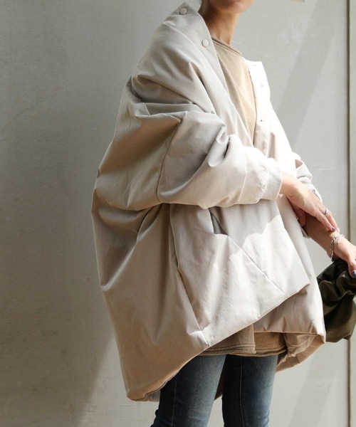 ノーカラ―サファリブルゾン ノーカラーギャザーZIPブルゾン（その他ブルゾン／アウター）｜VERMEIL