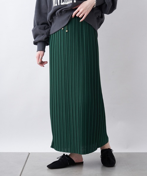 CIAOPANIC TYPY（チャオパニックティピー）の「カットプリーツIラインスカート（スカート・レディース・ブラック/ベージュ/パープル/ピンク/グリーン・ONE SIZE）」の16枚目の写真