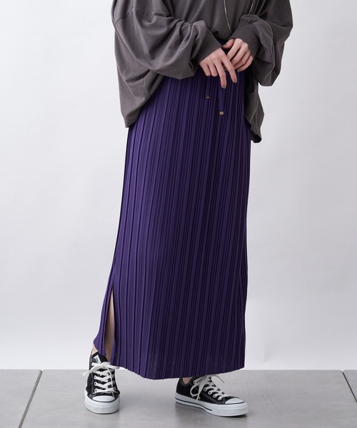 CIAOPANIC TYPY（チャオパニックティピー）の「カットプリーツIラインスカート（スカート・レディース・ブラック/ベージュ/パープル/ピンク/グリーン・ONE SIZE）」の22枚目の写真