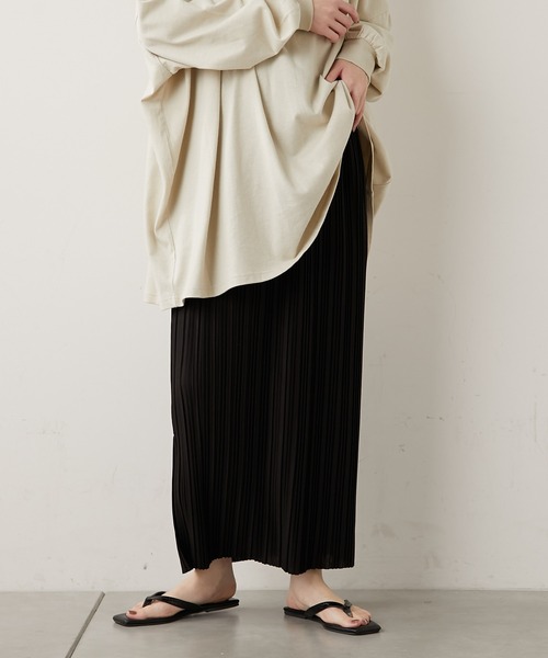 CIAOPANIC TYPY（チャオパニックティピー）の「カットプリーツIラインスカート（スカート・レディース・ブラック/ベージュ/パープル/ピンク/グリーン・ONE SIZE）」の7枚目の写真
