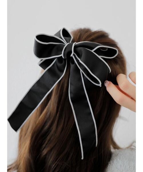 Areeam（アリーム）の「バイカラーリボンヘアカフ（ヘアゴム・レディース・ブラック/ピンク・FREE）」の21枚目の写真