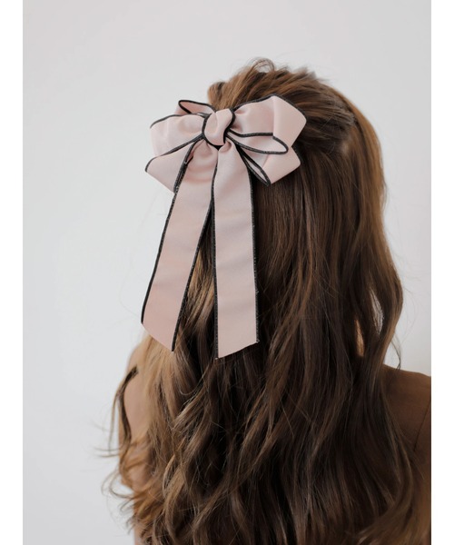 Areeam（アリーム）の「バイカラーリボンヘアカフ（ヘアゴム・レディース・ブラック/ピンク・FREE）」の8枚目の写真