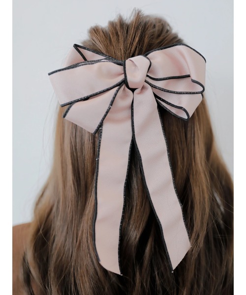 Areeam（アリーム）の「バイカラーリボンヘアカフ（ヘアゴム・レディース・ブラック/ピンク・FREE）」の5枚目の写真