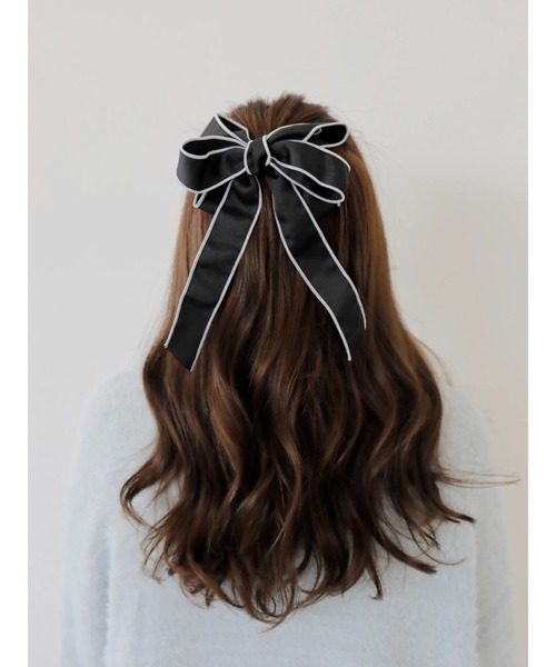 Areeam（アリーム）の「バイカラーリボンヘアカフ（ヘアゴム・レディース・ブラック/ピンク・FREE）」の9枚目の写真