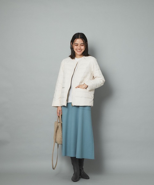 un dix cors（アンディコール）の「真冬も履けるあったか素材　ジャージメルトンフレアスカート（スカート・レディース・ネイビー/サックスブルー/イエロー/グレイッシュベージュ・38/36）」の20枚目の写真