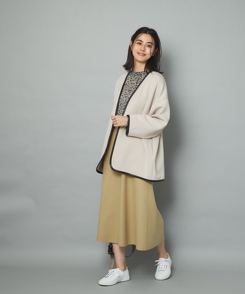 un dix cors（アンディコール）の「真冬も履けるあったか素材　ジャージメルトンフレアスカート（スカート・レディース・ネイビー/サックスブルー/イエロー/グレイッシュベージュ・38/36）」の21枚目の写真