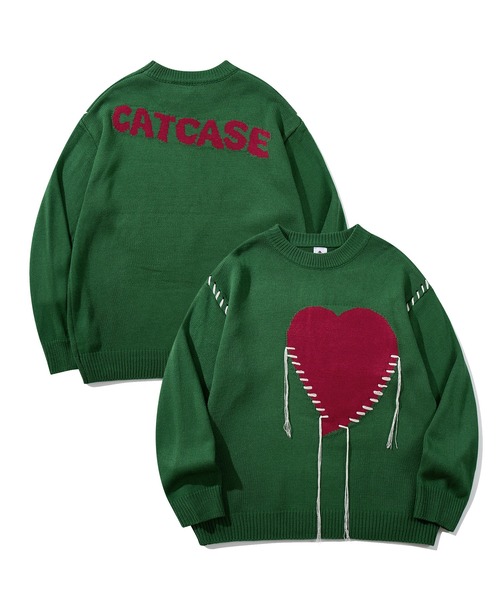 【未使用】HOLIDAY ニット ハート HOOK】個性派・ハートステッチのスウェット風ニット（ニット/セーター