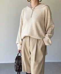 y/m by misato（イムバイミサト）の「杢ストレッチ糸セーラーカラートップス（ニット/セーター・レディース）」