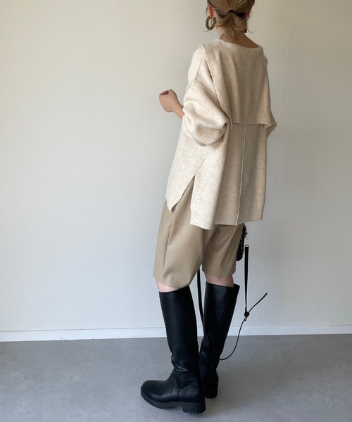 y/m by misato(イムバイミサト)の「杢ストレッチ糸セーラーカラートップス(ニット/セーター・レディース・アイボリー/グレイッシュベージュ・FREE)」の18枚目の写真