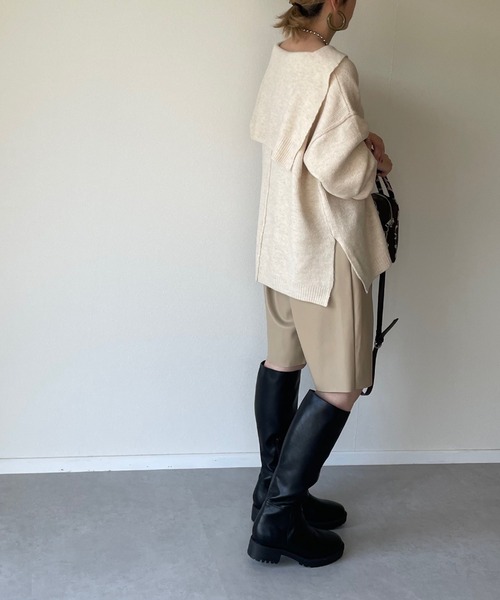 y/m by misato(イムバイミサト)の「杢ストレッチ糸セーラーカラートップス(ニット/セーター・レディース・アイボリー/グレイッシュベージュ・FREE)」の22枚目の写真