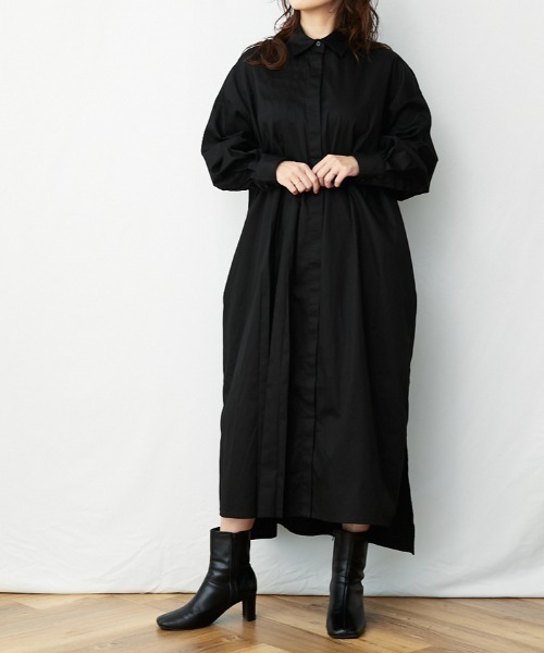 AZUL ENCANTO（アズールエンカント）の「アシメタックロングシャツワンピース（シャツワンピース・レディース・ホワイト/ブラック・FREE）」の3枚目の写真